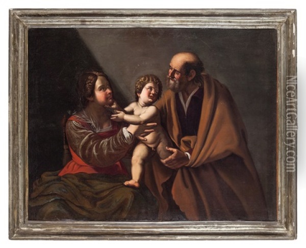 Sacra Famiglia Oil Painting - Imperiale Grammatica