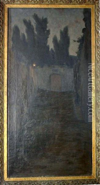 Cementerio Oil Painting - Modesto Urgell y Inglada