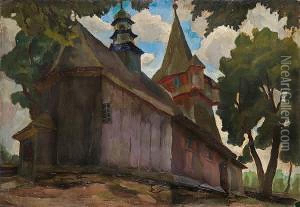 Church Oil Painting - Stanislaw Kamocki