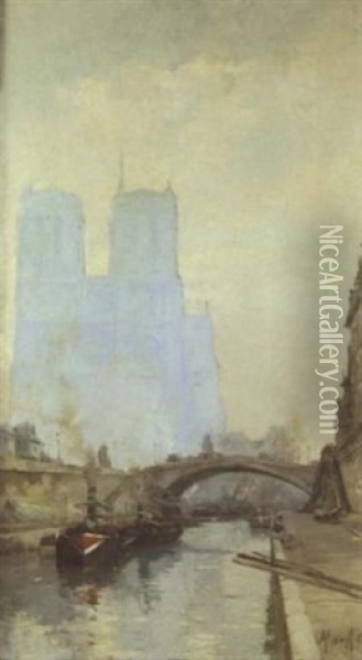 Notre Dame Oil Painting - Lajos Mark
