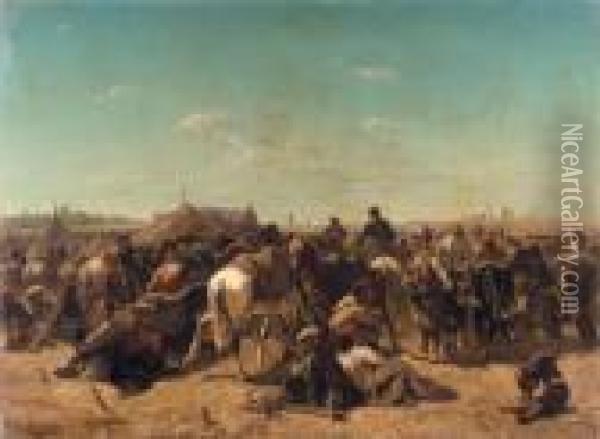 Ottoman Encampment Oil Painting - Adolf Schreyer