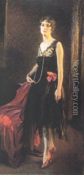 Black, Red And Gold - Edith Boyden Crocker Ipsen (mrs. Ernest Ludwig Ipsen) Oil Painting - Ernest Ludwig Ipsen