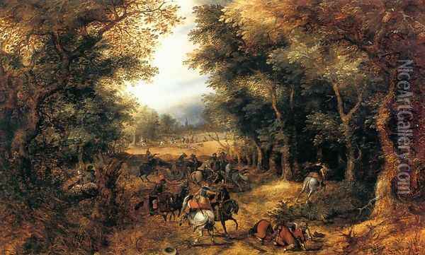 Forest Scene with Robbery Oil Painting - David Vinckboons