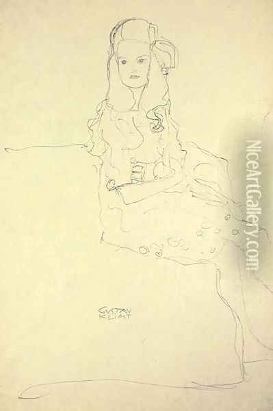 Sitzende junge Frau nach rechts, Bildnis Mada Primavesi Oil Painting - Gustav Klimt