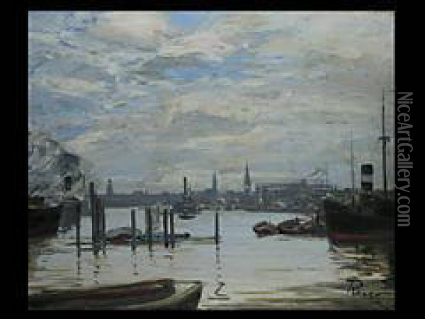 Der Hamburger Hafen Oil Painting - Alfred Renz