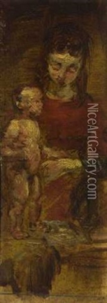 Madonna Oil Painting - Wilhelm Busch