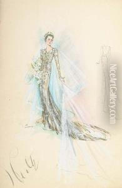 Wedding Dress Designs Oil Painting - Charles Frederick Worth