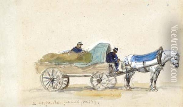 Soldiers In A Horsedrawn Carriage Oil Painting - Isidore Alexandre Augustin Pils