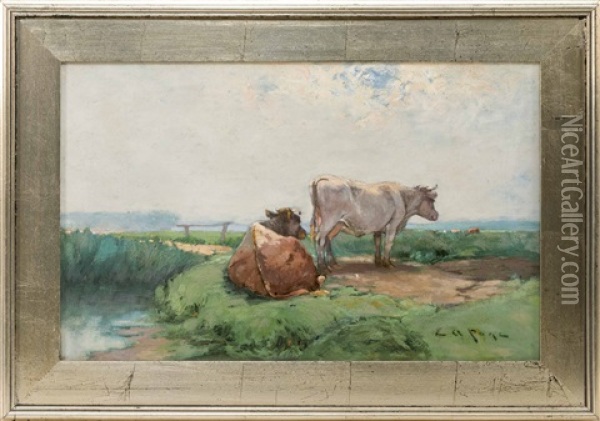 Cows Resting By The Marsh Oil Painting - Edward A. Page