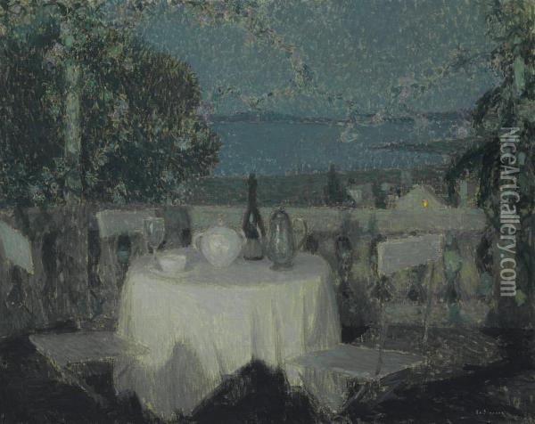 Table Au Clair De Lune Oil Painting - Henri Eugene Augustin Le Sidaner