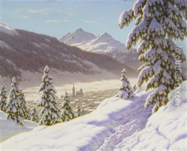 Winterlandschaft Bei Davos Oil Painting - Ivan Fedorovich Choultse