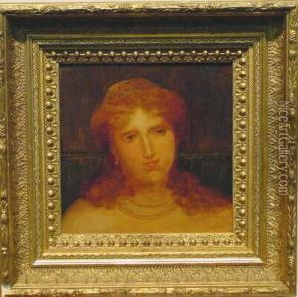 Head Of A Woman Oil Painting - Elihu Vedder
