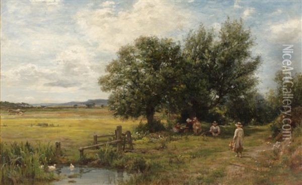 Picnic In The Summer Shade Oil Painting - James Aumonier