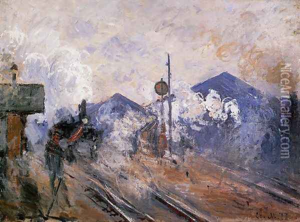 Track Coming Out Of Saint Lazare Station Oil Painting - Claude Oscar Monet