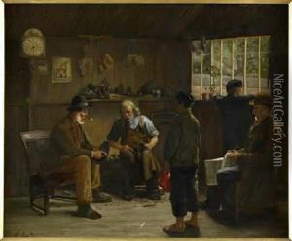 At The Cobblers Oil Painting - John A. Monteith