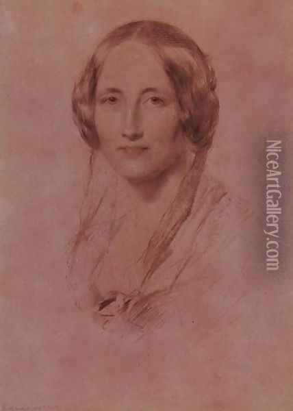 Elizabeth Cleghorn Gaskell 1810-65 2 Oil Painting - George Richmond