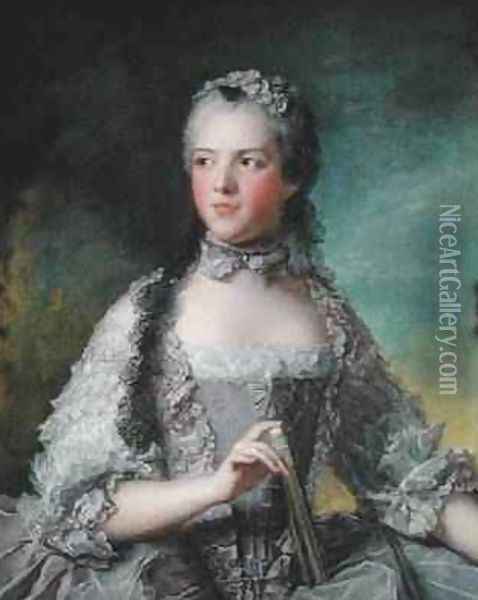 Portrait of Adelaide de France 1732-1800 with a Fan 1749 Oil Painting - Jean-Marc Nattier