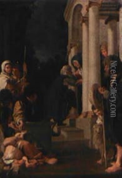 Joachim Und Anna An Der Goldenen Pforte Oil Painting - Bartolomeo Schedoni