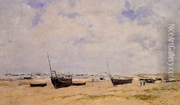 Berck, the Beach at Low Tide Oil Painting - Eugene Boudin
