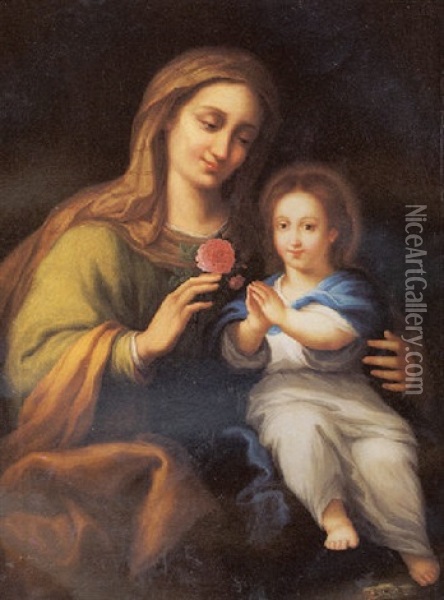 La Virgen Y Santa Ana Oil Painting - Jose Beraton