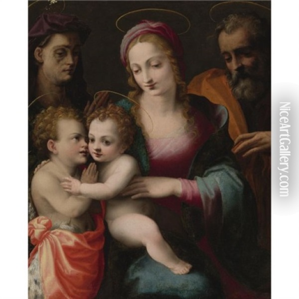 The Holy Family With The Young Saint John The Baptist And Saint Elizabeth Oil Painting - Francesco del Brina