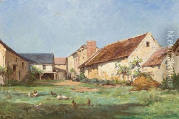 Cour De Ferme Oil Painting - Edmond Marie Petitjean