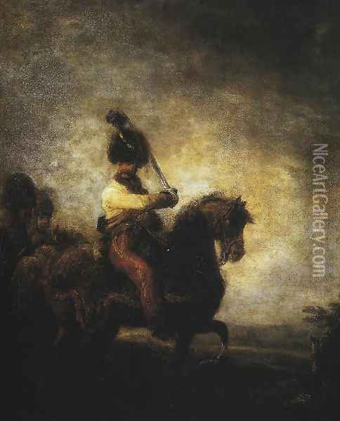 Uhlan on Horseback Oil Painting - Aleksander Orlowski