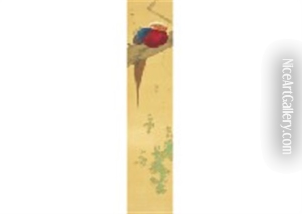 Birds Oil Painting - Iskizaki Koyo