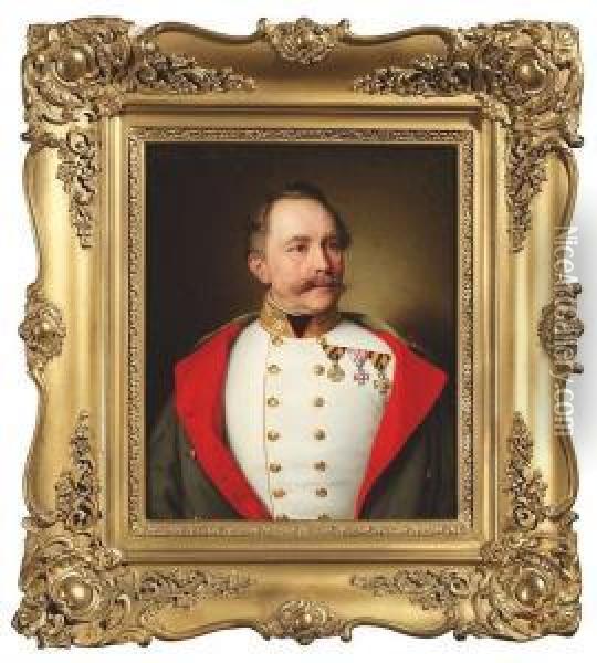 Heinrich. Half Length Portrait Of An Officer Of High Rank Oil Painting - Benjamin Orth