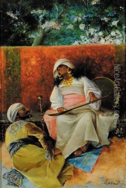 Scena Orientalista Oil Painting - Antonio Rivas