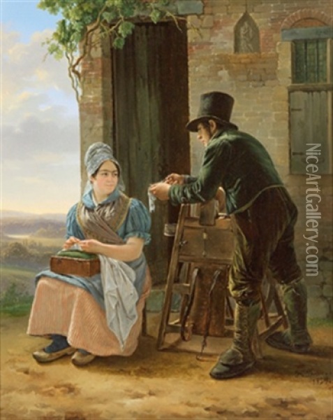 Der Scherenschleifer Oil Painting - Jean Henri de Coene