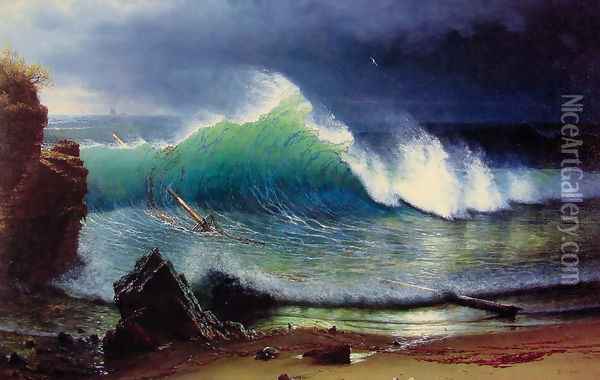 The Shore Of The Turquoise Sea Oil Painting - Albert Bierstadt
