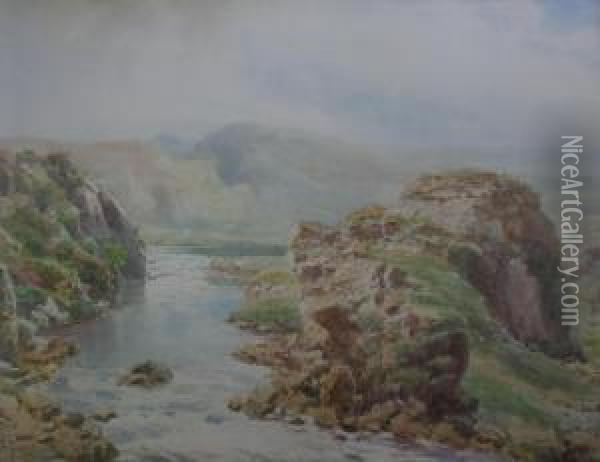 Thurso River, Caithness Oil Painting - Henry B. Wimbush