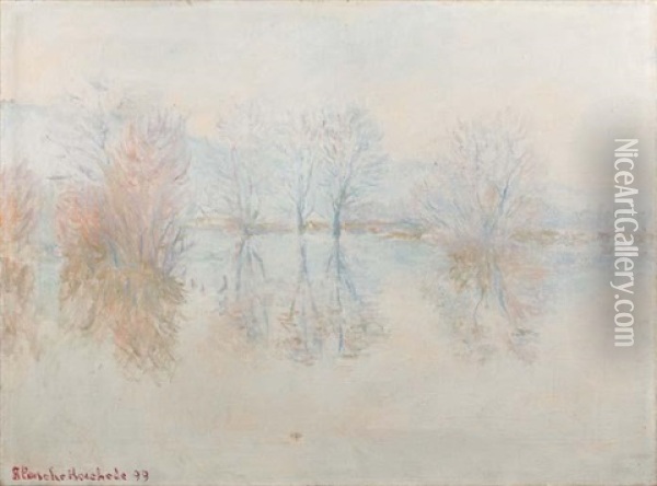 Reflets D'arbres Sur La Seine En Hiver Oil Painting - Blanche Hoschede-Monet