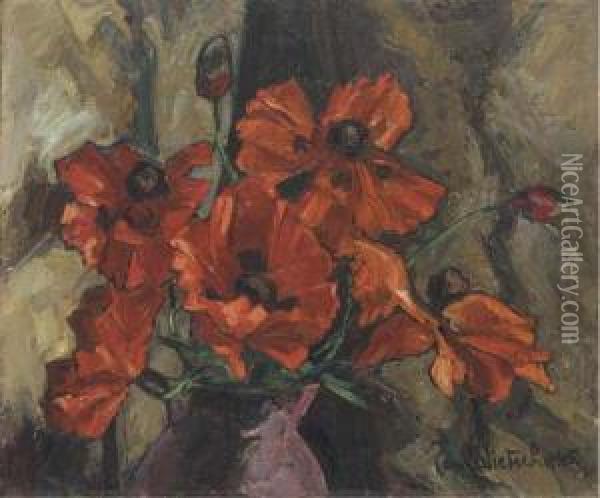Red Poppies Oil Painting - Paul Nietsche