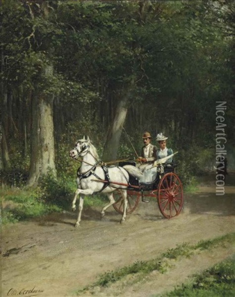 A Morning Ride In The Forest Oil Painting - Otto Eerelman