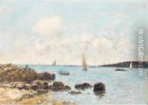 Antibes, Les Rochers De L'ilette Oil Painting - Eugene Boudin