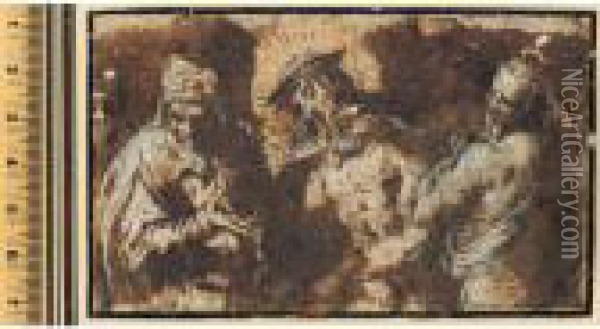 The Mocking Of Christ Oil Painting - Acopo D'Antonio Negretti (see Palma Giovane)