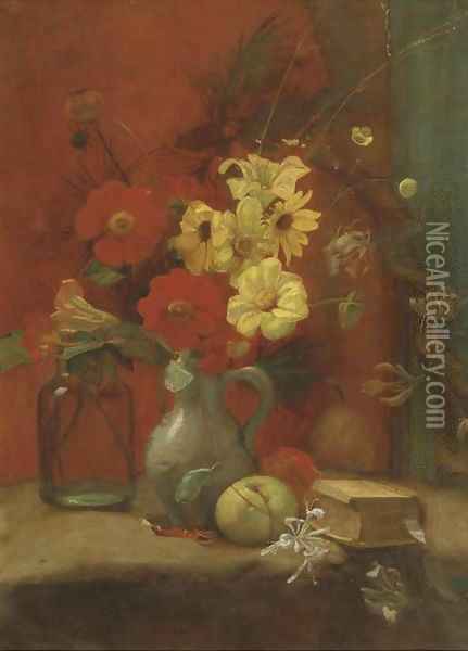 Ewyckshoeve mixed flowers on a table Oil Painting - Piet Meiners
