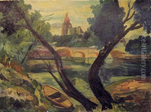 Eglise Dans Un Paysage Oil Painting - Adolphe Aizik Feder