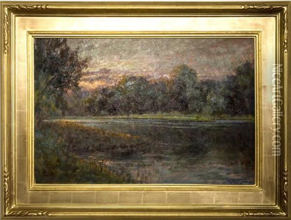 Evening At Burr Oak Bend Oil Painting - Robert Eberle