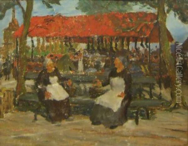 Continental Market Place Oil Painting - Greville Irwin