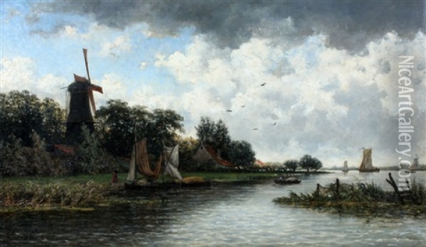 Gezicht Op De Kralingse Plas Oil Painting - Cornelis Jan de Vogel