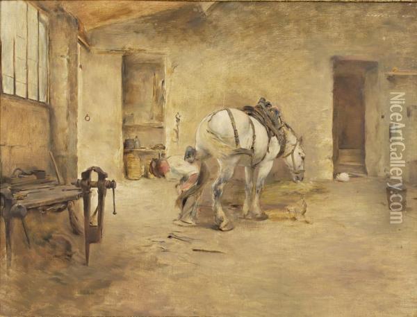 La Marechalerie Oil Painting - Ernest Jean Delahaye