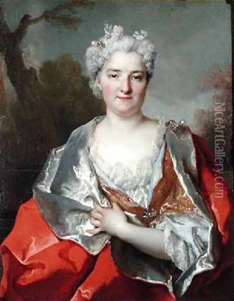 Portrait presumed to be Anne Therese de Marquenat de Courcelles Oil Painting - Nicolas de Largilliere