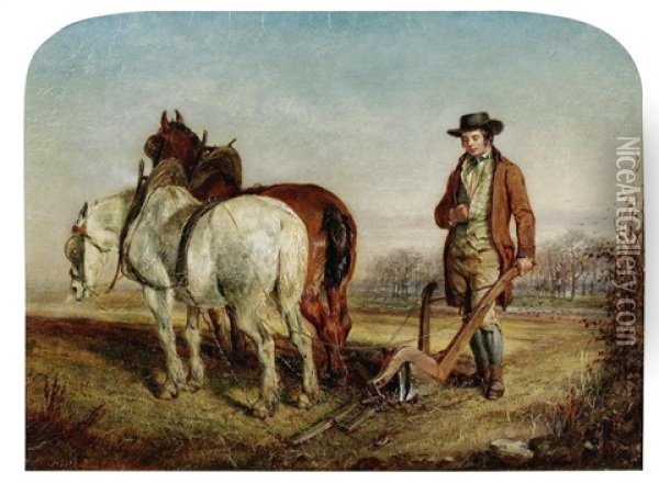 Burns At The Plough (turning Up A Mouse) Oil Painting - Gourlay Steell
