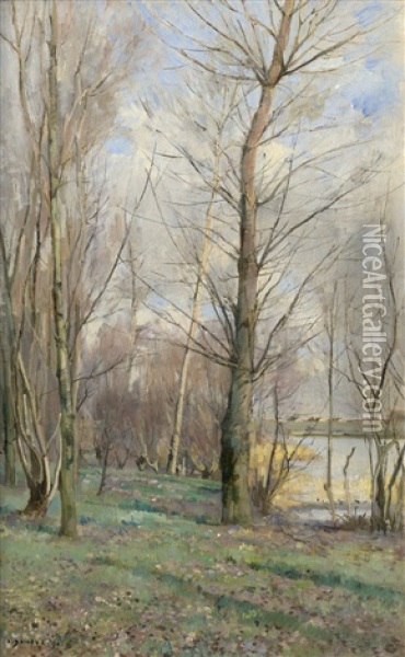 Vorfruhling Bei Fontainebleau Oil Painting - Pierre Emmanuel Eugene Damoye