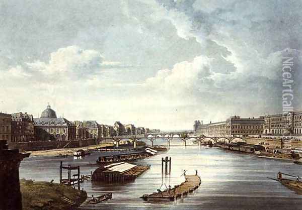 The Louvre, from Views on the Seine, engraved by Thomas Sutherland b.1785 published by R. Ackermann 1764-1834 1821 Oil Painting - Augustus Charles Pugin