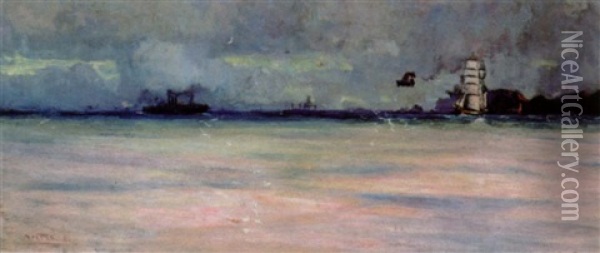 Harbour Scene Oil Painting - Albert Henry Fullwood