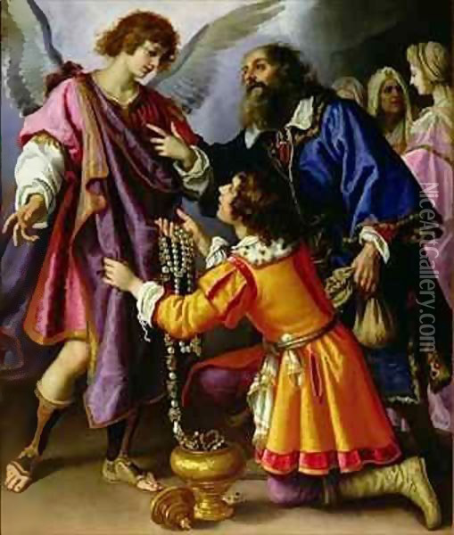 The Archangel Raphael Refusing Tobias's Gift Oil Painting - Giovanni Bilivert